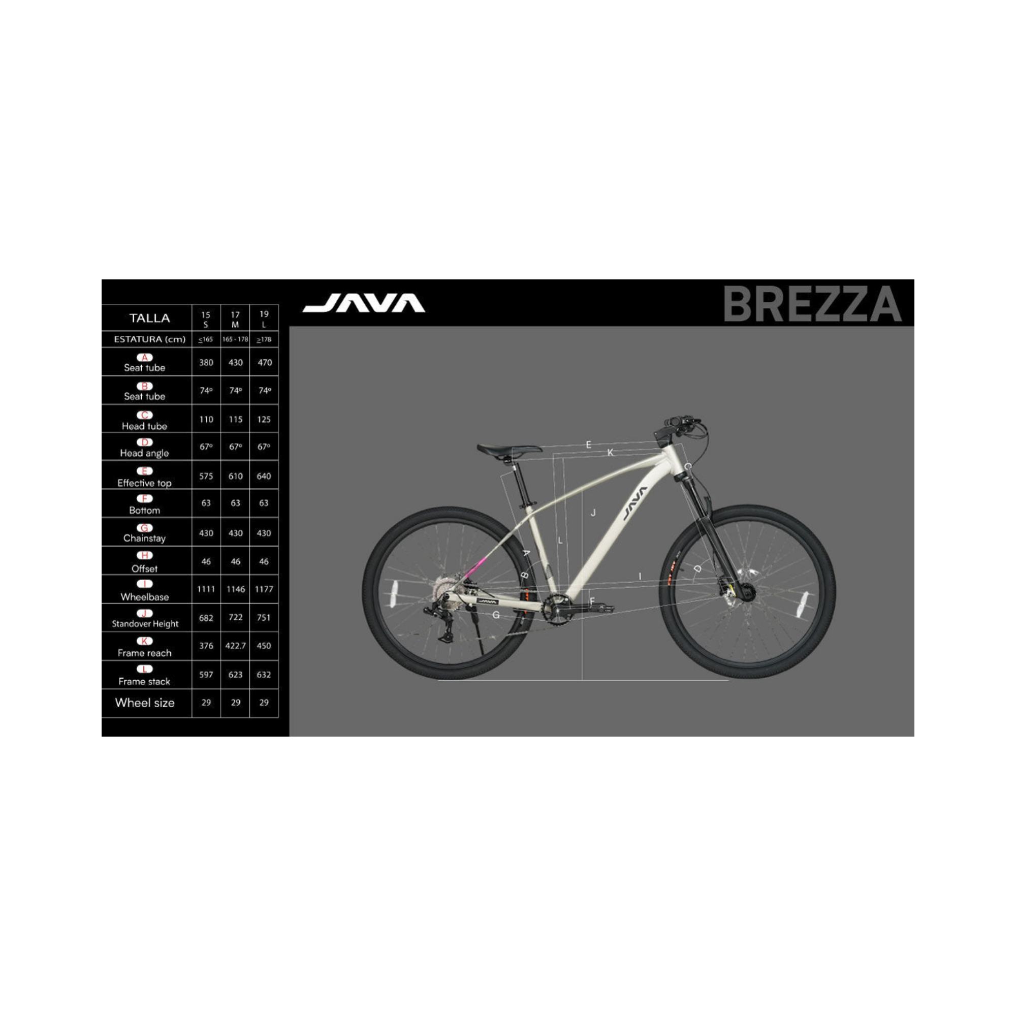 Java Brezza R29 1x9 LT-WOO Frenos Hidráulicos