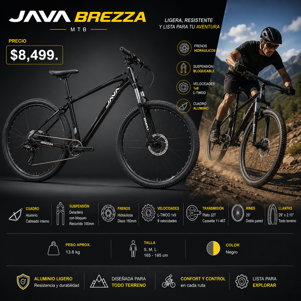 Java Brezza R29 1x9 LT-WOO Frenos Hidráulicos
